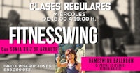 a flyer for fitnessswinging with a woman in a gym